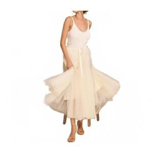 NEW CHOKLATE PARIS women's aria tulle plumetis skirt in white